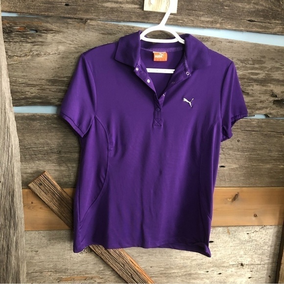 PUMA Size Large Purple Dri-Fit Golf Shirt - Picture 1 of 5